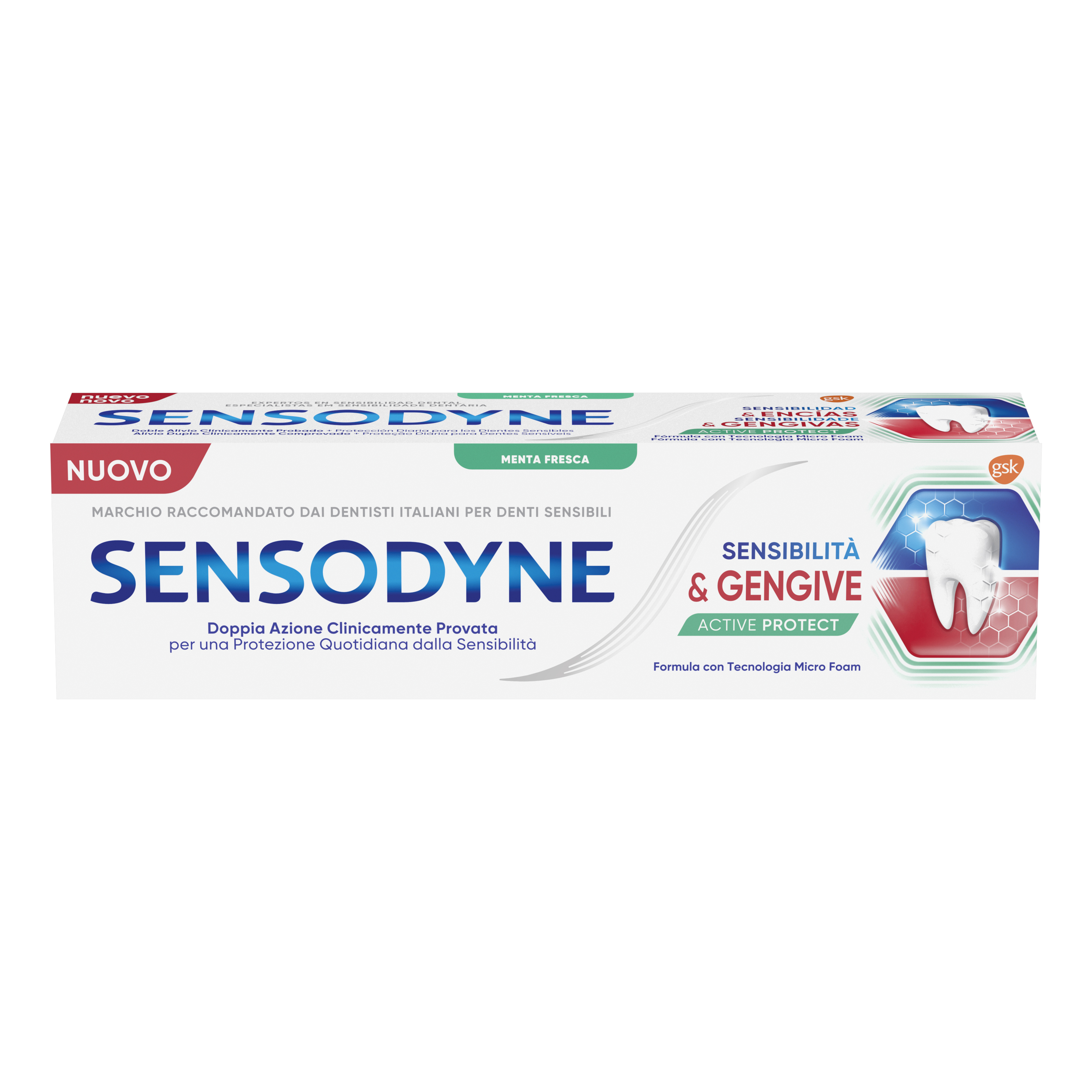 Sensodyne Sensibilità &amp; Gengive Active Protect Dentifricio Denti Sensibili E Gengive Sane Menta 75ml