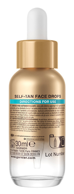 Garnier Gocce Viso Autoabbronzanti Natural Bronzer, Per un'Abbronzatura Naturale e Luminosa, A Rapido Assorbimento, Azione Idratante, Con Acido Ialuronico e Acqua di Cocco, Ambre Solaire, 30 ml-image