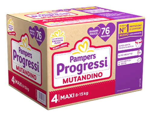 Pampers progressi mutandina quadri maxi 76 pezzi