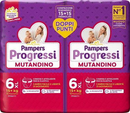 Pampers progressi mutandino extra large pacco doppio 30 pezzi