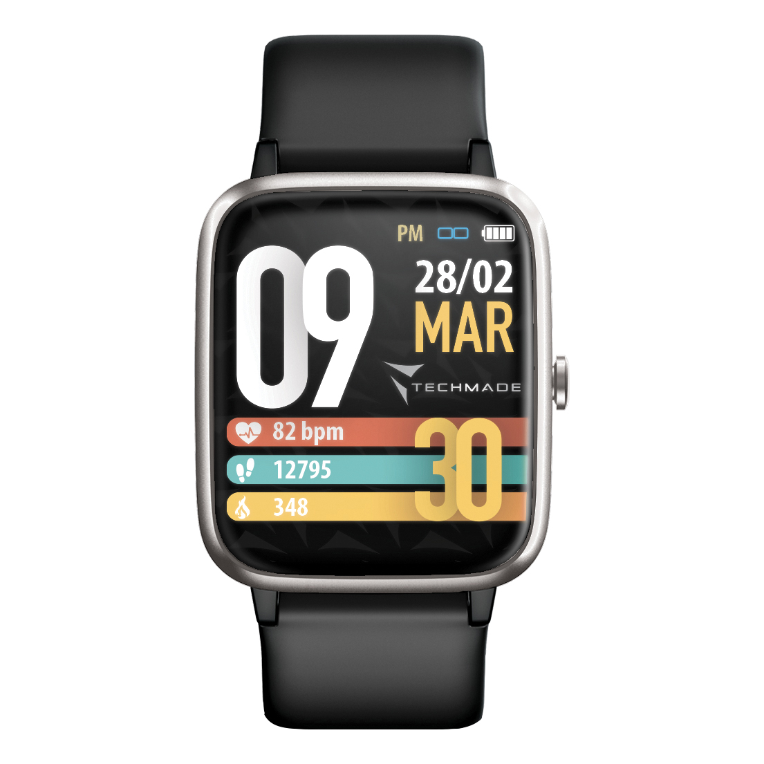 Techmade move smartwatch black silver