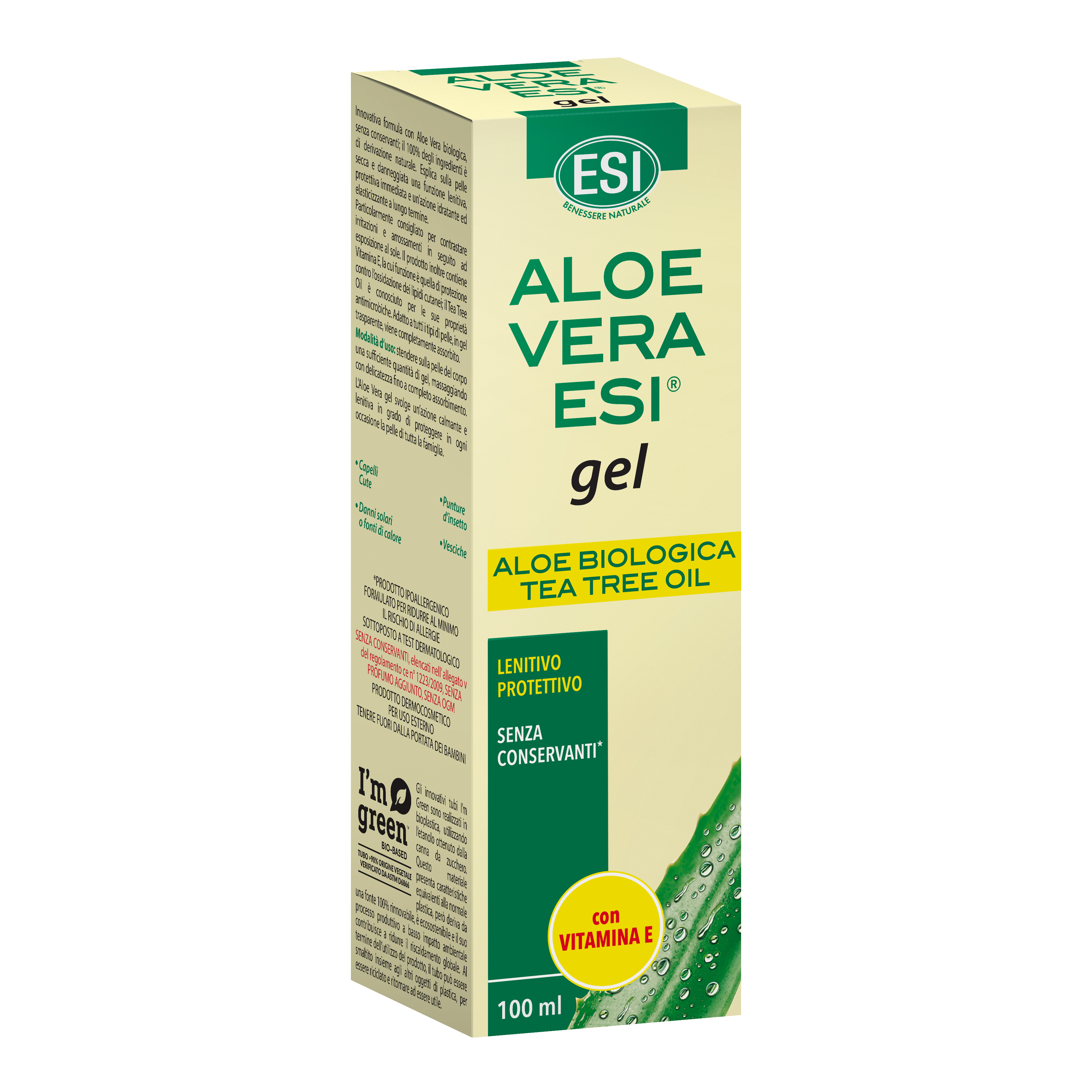 Aloe Vera Gel Con Vitamina E e Tea Tree Oil