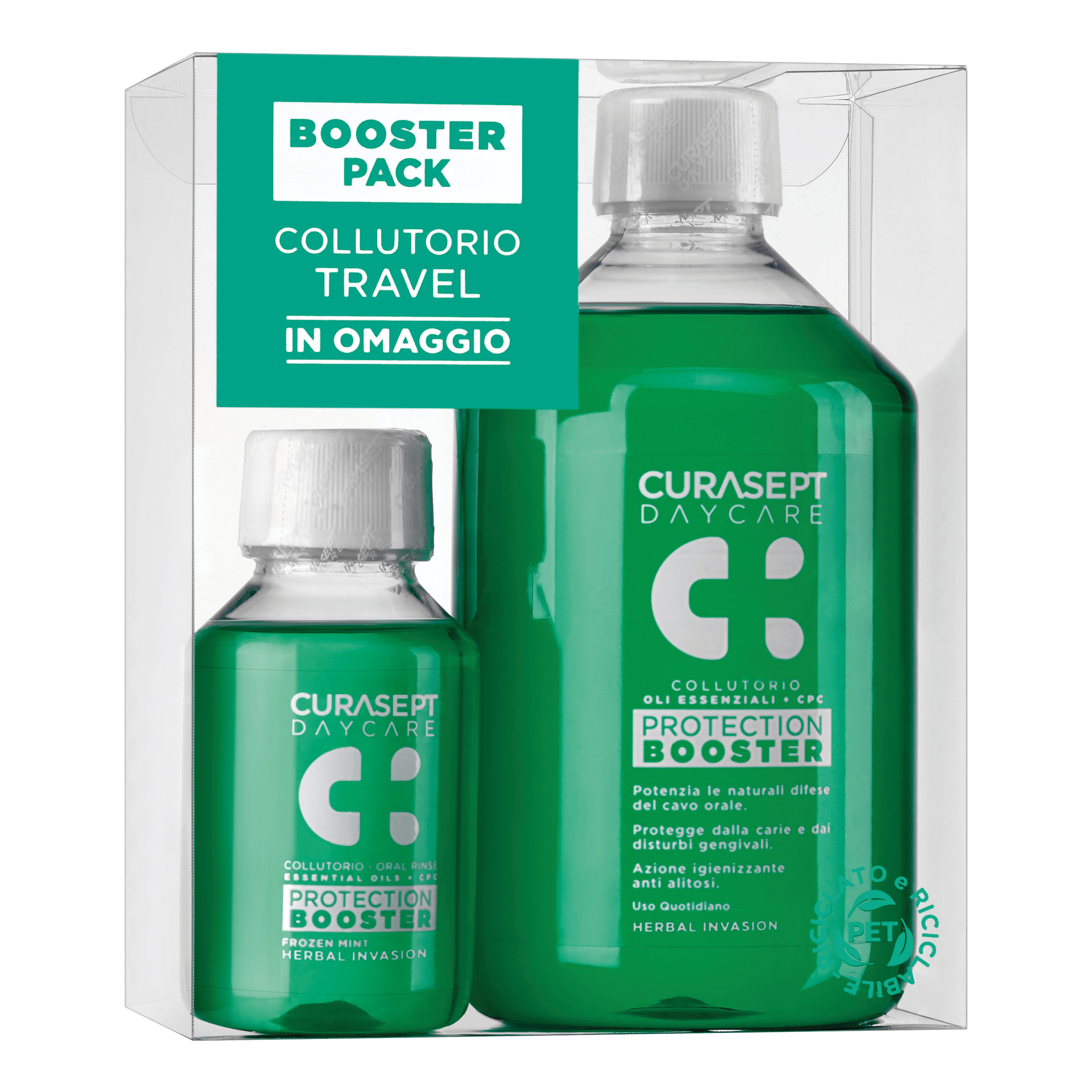 Curasept daycare booster collutorio herbal invasion 500 ml + 100 ml