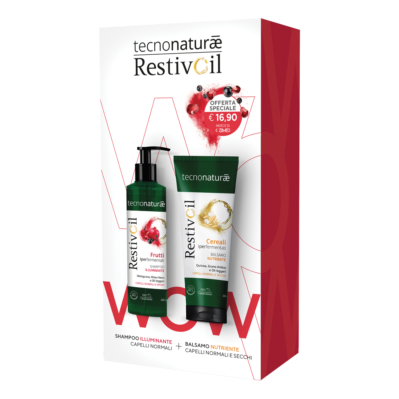 Restivoil tecnonature bipacco illuminante shampoo 250 ml + balsamo 200 ml