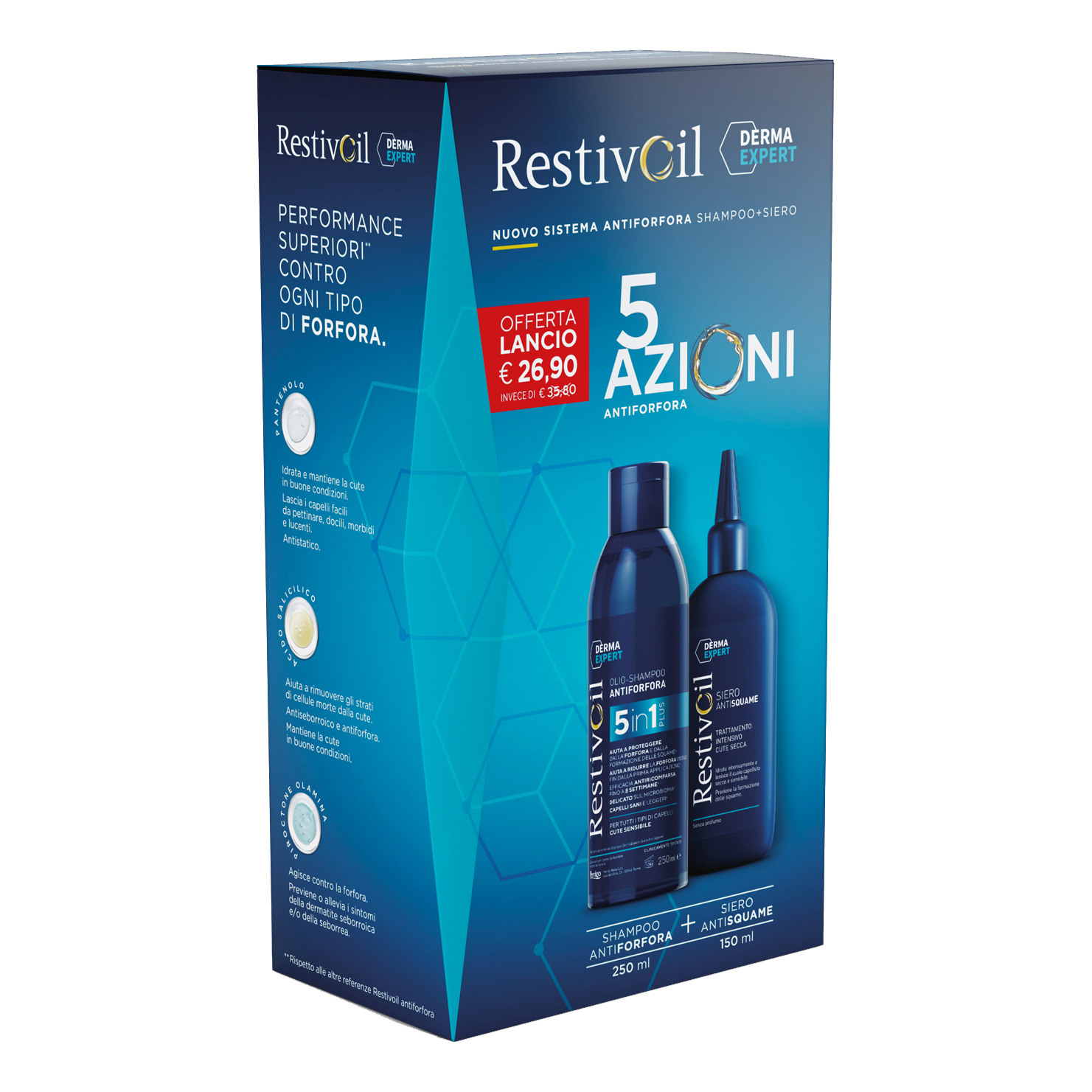 Restivoil derma expert sistema antiforfora 5 in 1 shampoo + siero