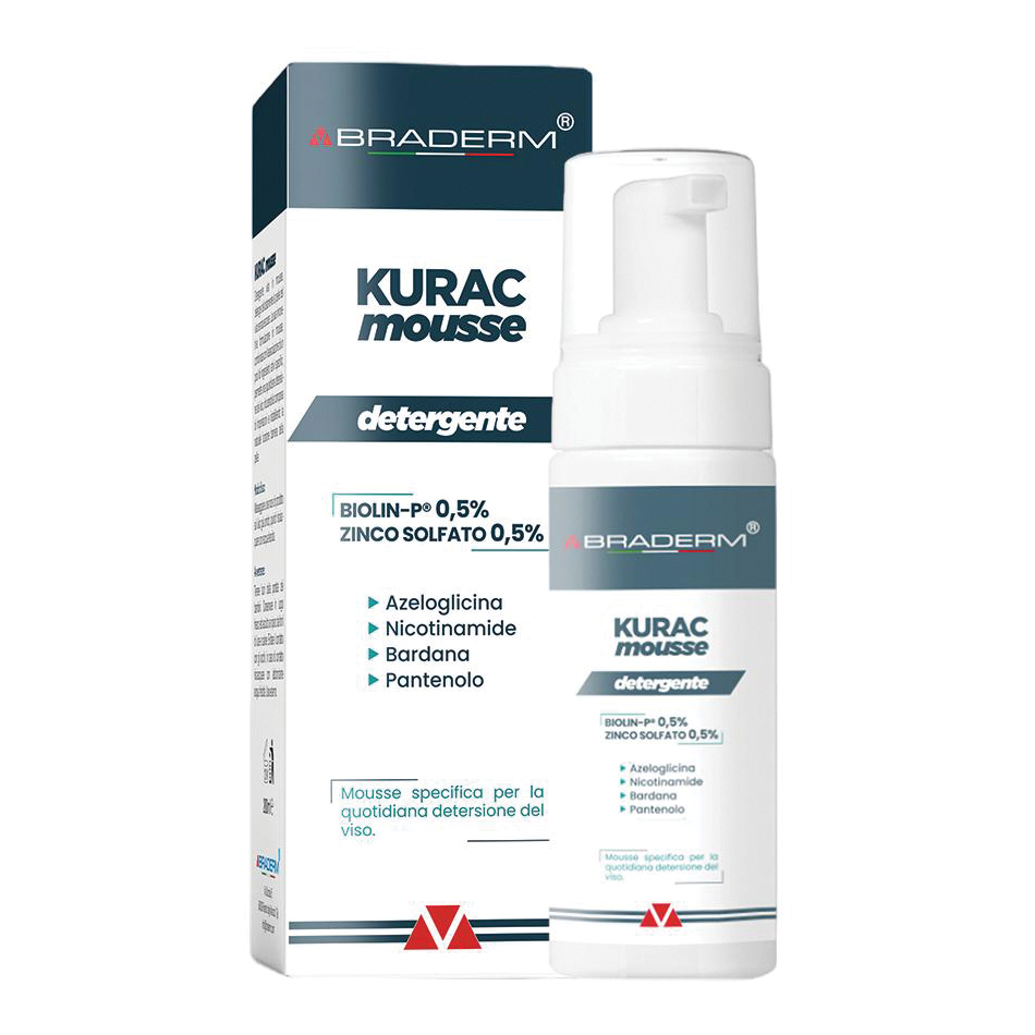 Kurac mousse detergente viso braderm
