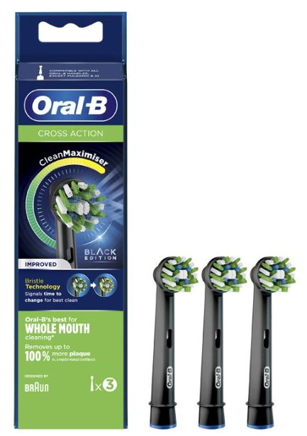 Oral-B Testine Di Ricambio Pro Cross Action Black 3 Pezzi