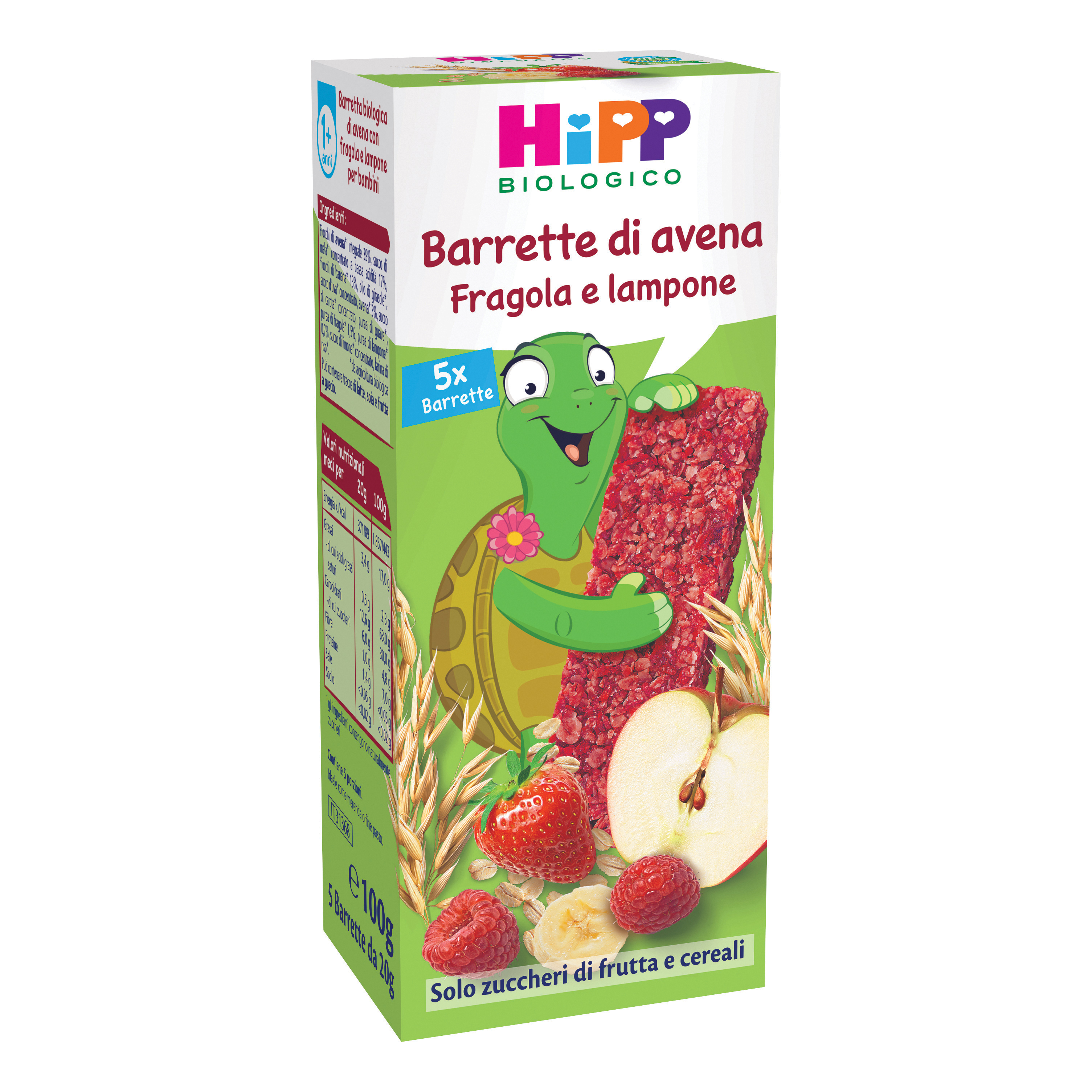 Hipp barretta avena fragola lampone 5 pezzi da 20 g