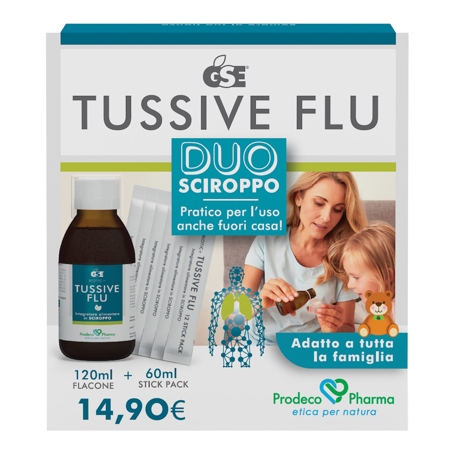 Gse tussive flu duo flacone+6 stick pack monodose