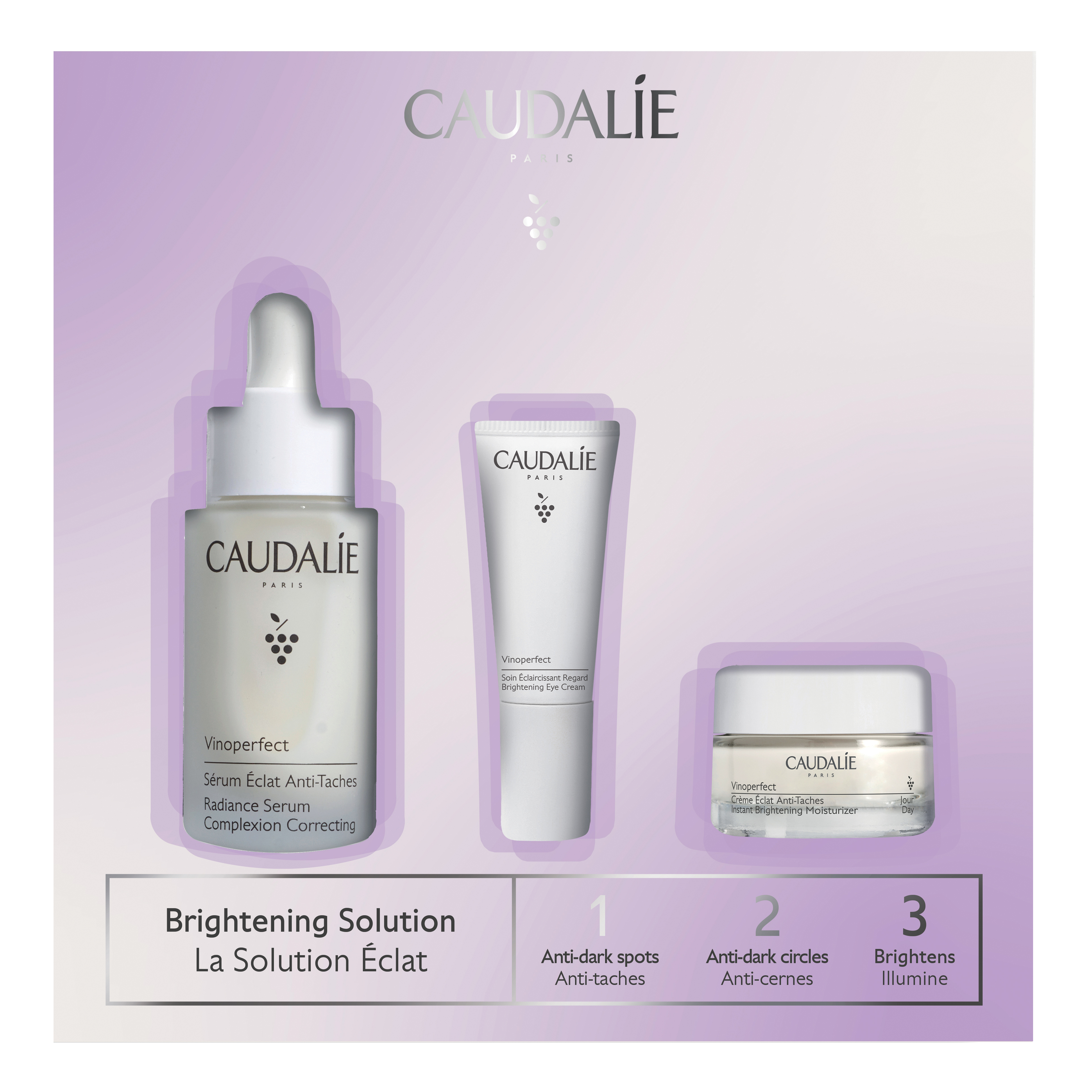 Vinoperfect cofanetto 1,2,3 2023 1 vinoperfect siero 30 ml + 1 vinoperfect crema illuminante giorno 15 ml + 1 vinoperfect contorno occhi illuminante 5 ml
