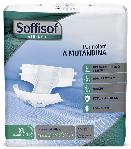 Pannolino mutandina air dry soffisof super xl 15 pezzi