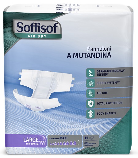 Soffisof air dry pannolino mutandina maxi l 15 pezzi
