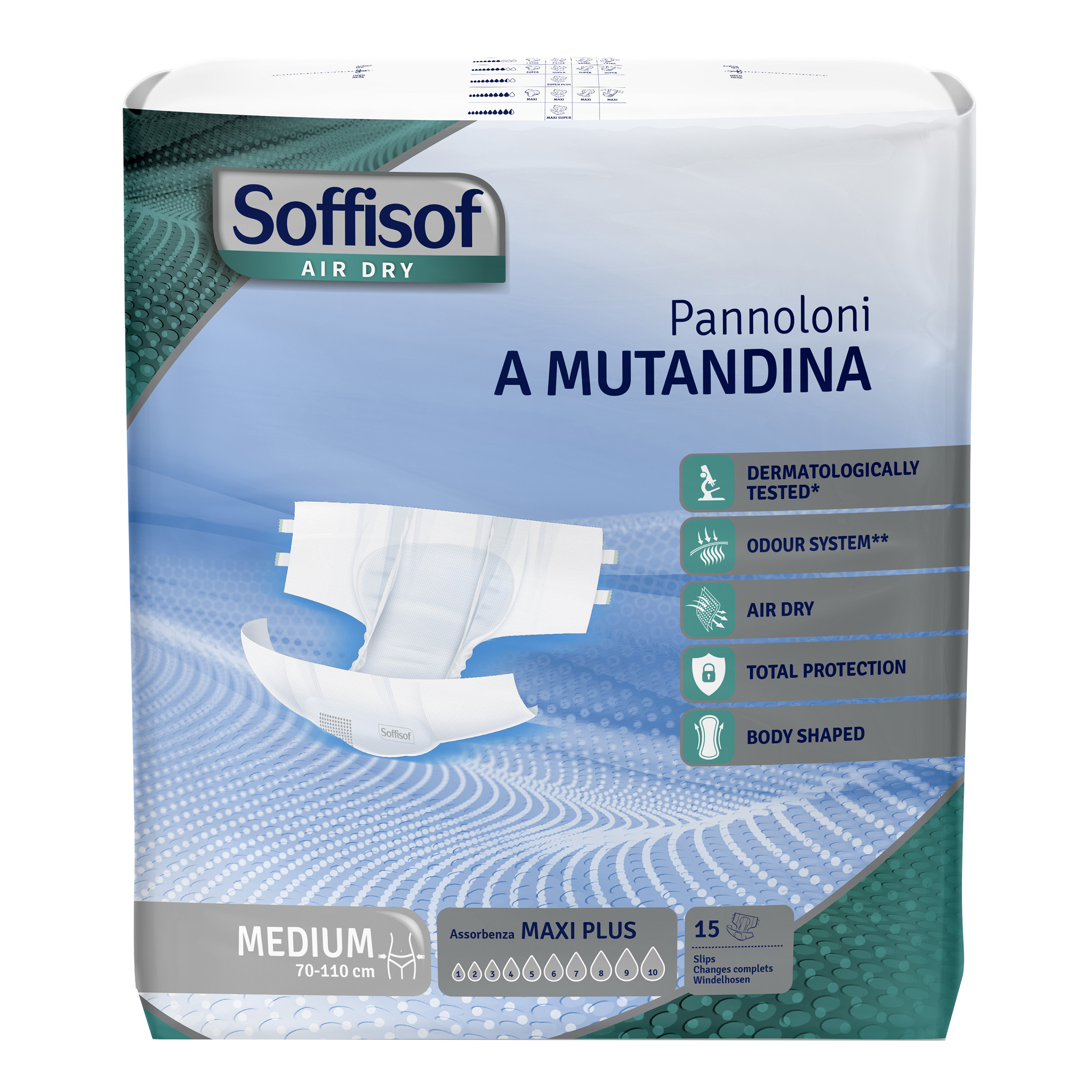 Pannolino mutandina air dry soffisof maxi plus m 15 pezzi