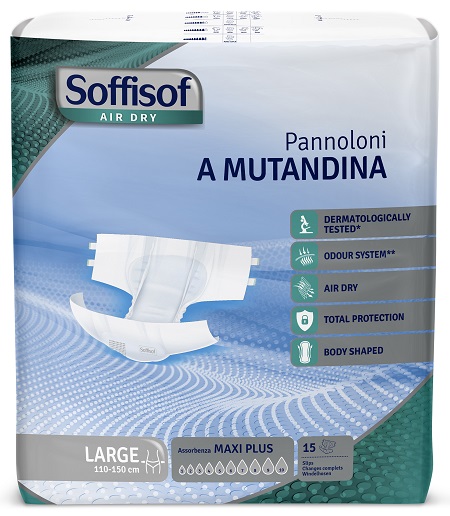 Soffisof air dry pannolino mutandina maxi plus l 15 pezzi