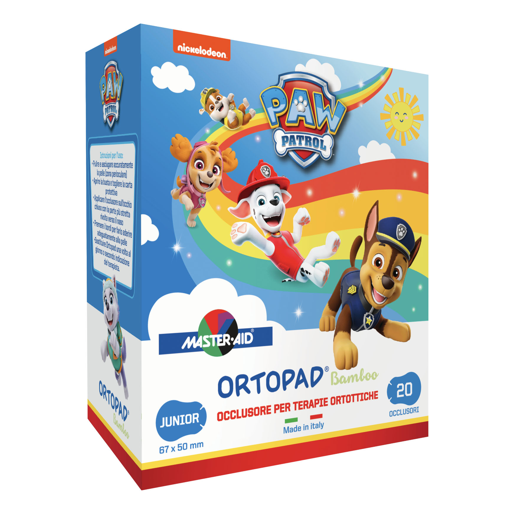 Cerotto occlusore per terapie ortottiche paw patrol junior 67x50 mm 20 pezzi