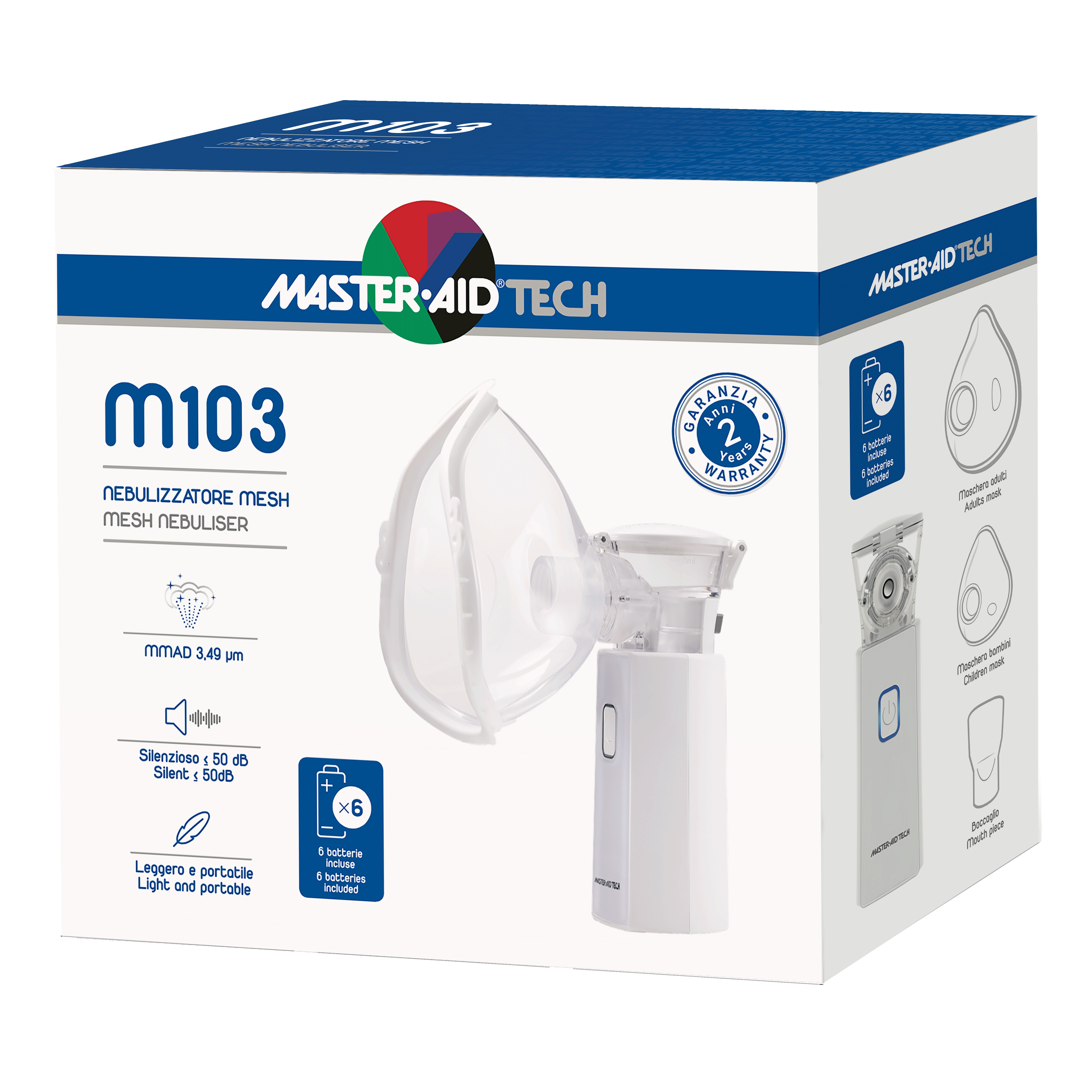 Nebulizzatore ultrasuoni aereosol master-aid m103 tecnologia mesh