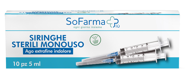 Siringa sterile 5mm gauge 23 sofarmapiu' 10 pezzi