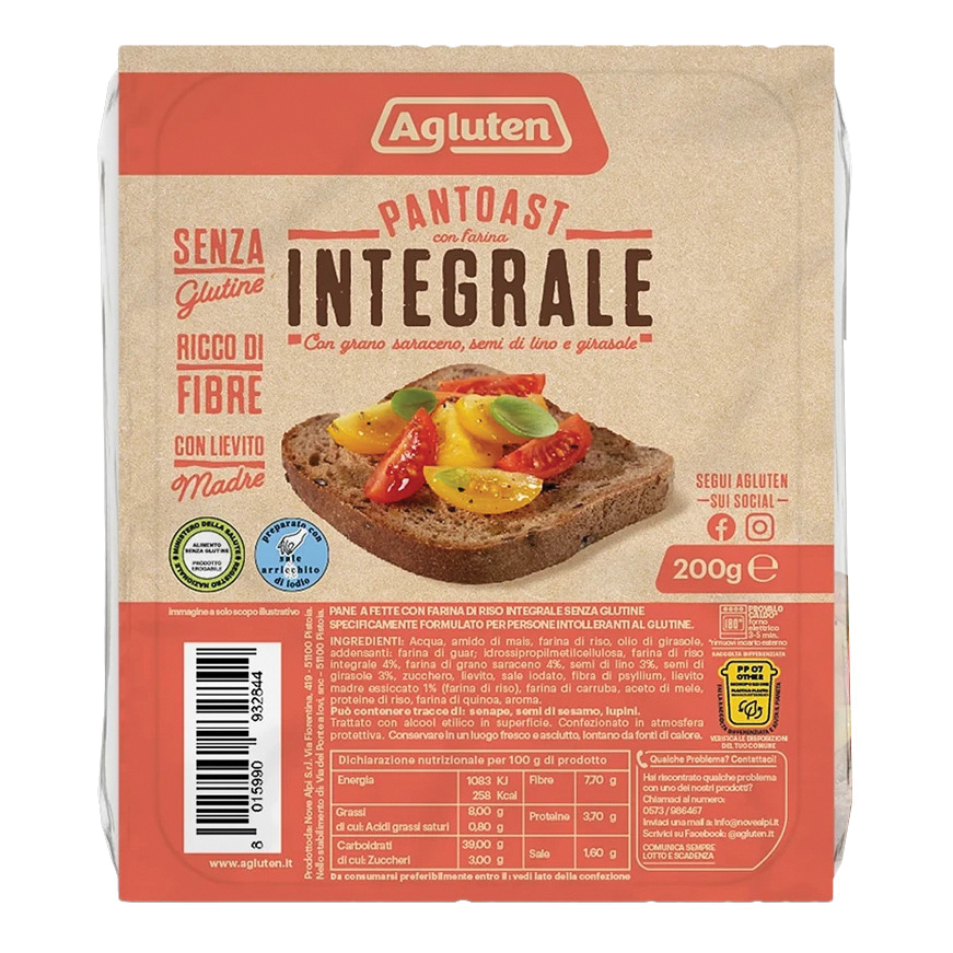 Agluten pantoast farina integrale 200 g