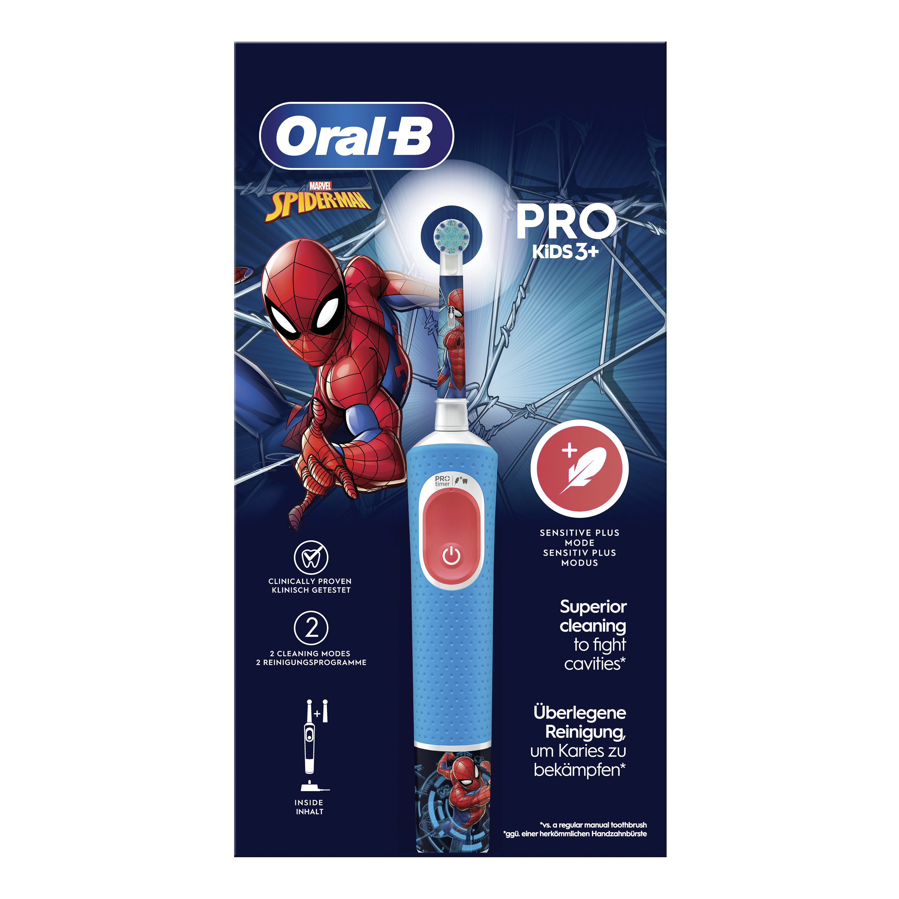 Oral-B Pro Kids Spiderman Spazzolino Elettrico Ricaricabile Bambini + 1 Testina