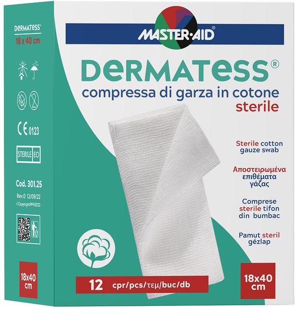 Garza idrofila dermatess cotone 18x40 12 pezzi