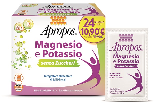 Apropos Magnesio E Potassio Senza Zuccheri Gusto Lime 24 Bustine