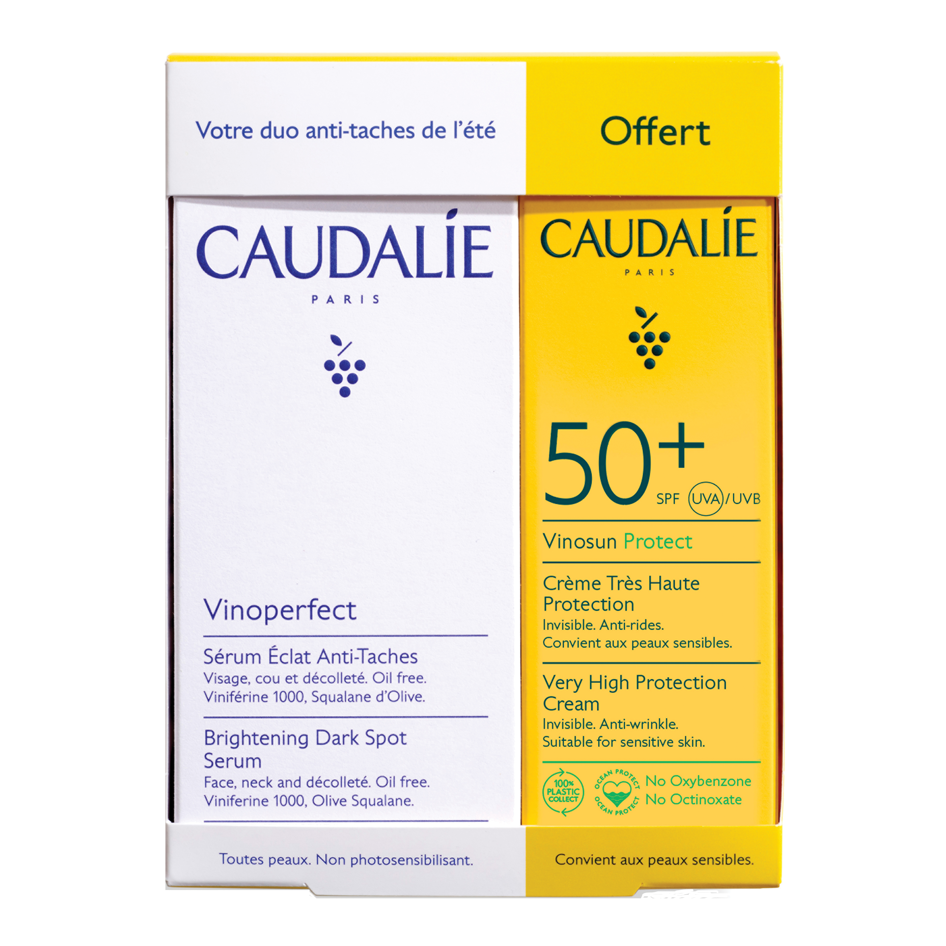 Vinoperfect cofanetto 2024 1 vinoperfect siero illuminante anti macchie 30 ml + 1 visosun crema altissima protezione spf50 25 ml