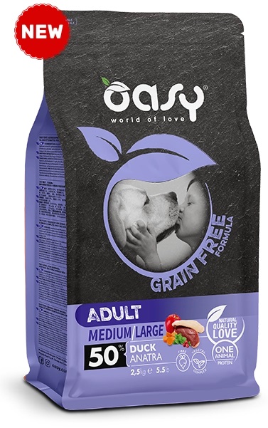 Oasy Cane Grain Free Adulto Medium&amp;Large Anatra 2,5 Kg