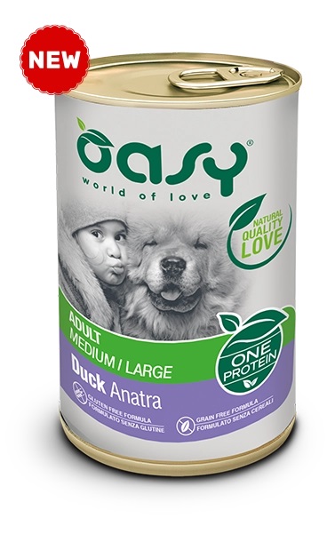 Oasy Cane Oap Adulto Medium&Large Anatra Lattina 400 Gr