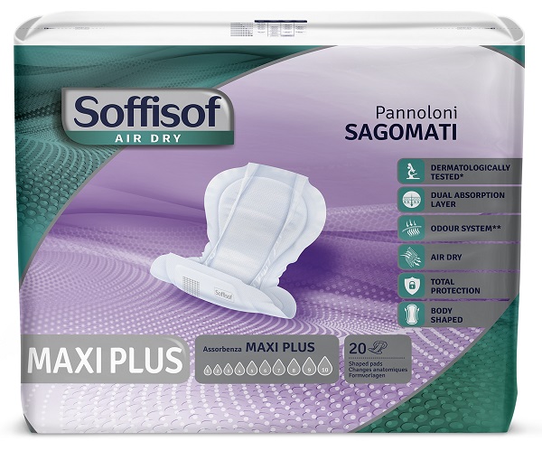 Pannolone soffisof air dry sagomato maxi plus 20 pezzi