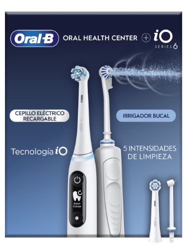 Oral-B Idropulsore con 1 Beccuccio Oxyjet, 1 Beccuccio Con Getto D’acqua + 1 Spazzolino Elettrico iO6 con 2 Testine Di Ricambio
