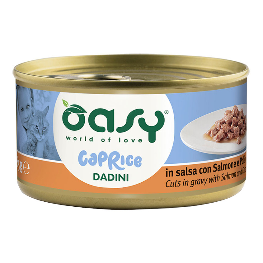 Oasy Gatto Caprice Dadini In Salsa Adulto Salmone & Pollo 85 Gr