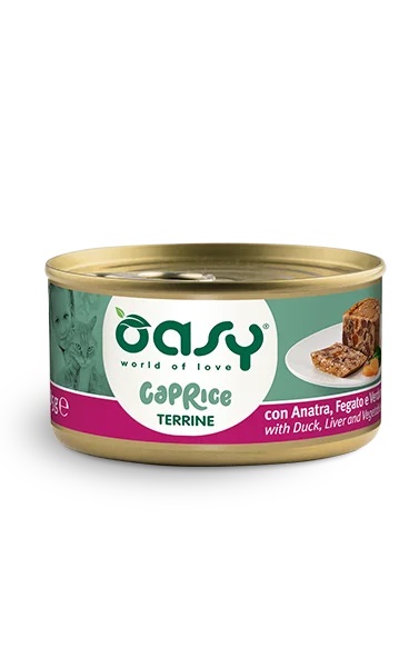 Oasy Gatto Caprice Terrine Adulto Anatra, Fegato & Verdure 85 Gr
