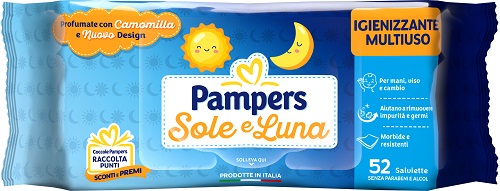 Pampers wipes sole &amp; luna 52 pezzi