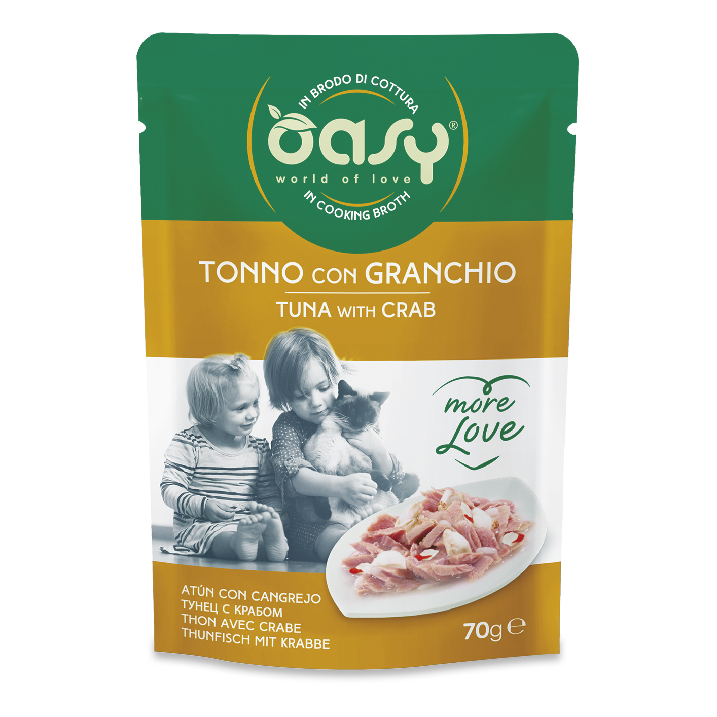 Oasy Gatto More Love In Busta Adulto Tonno & Granchio 70 Gr