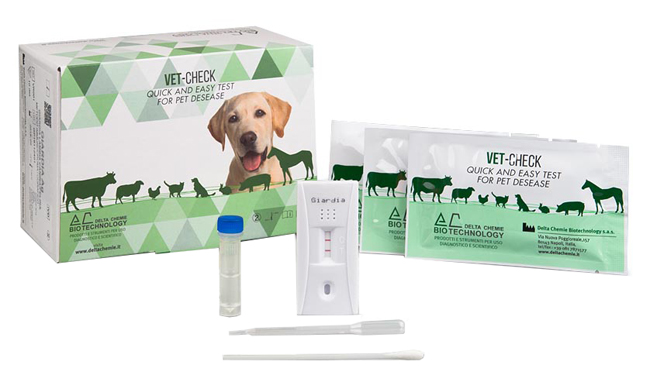 Vet-check giardia test rapido immunocromatografico rilevazione qualitativa antigene giardia lamblia nelle feci di cane e gatto 10 test