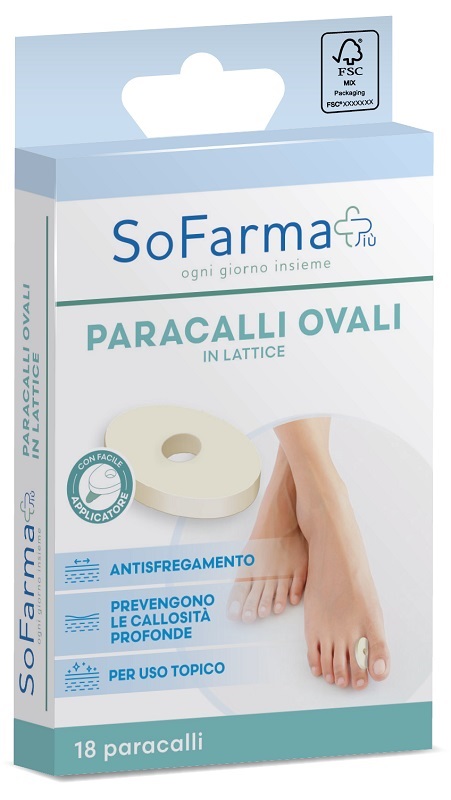 Cerotto paracallo ovale 2,8 x 1, 8 cm sofarmapiu' 18 pezzi zi