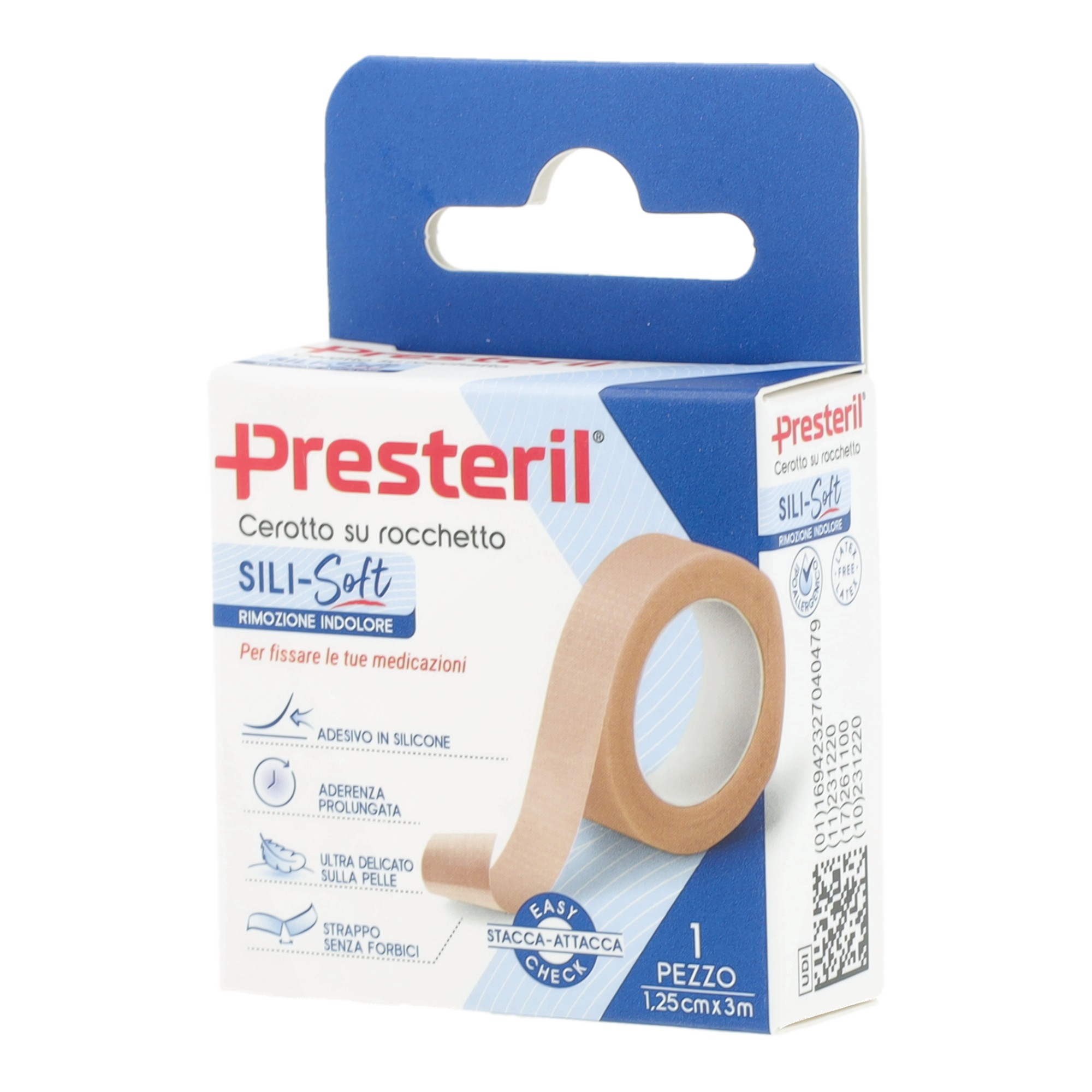 Cerotto presteril sili-soft skin in rocchetto 1,25 cm x 3 m