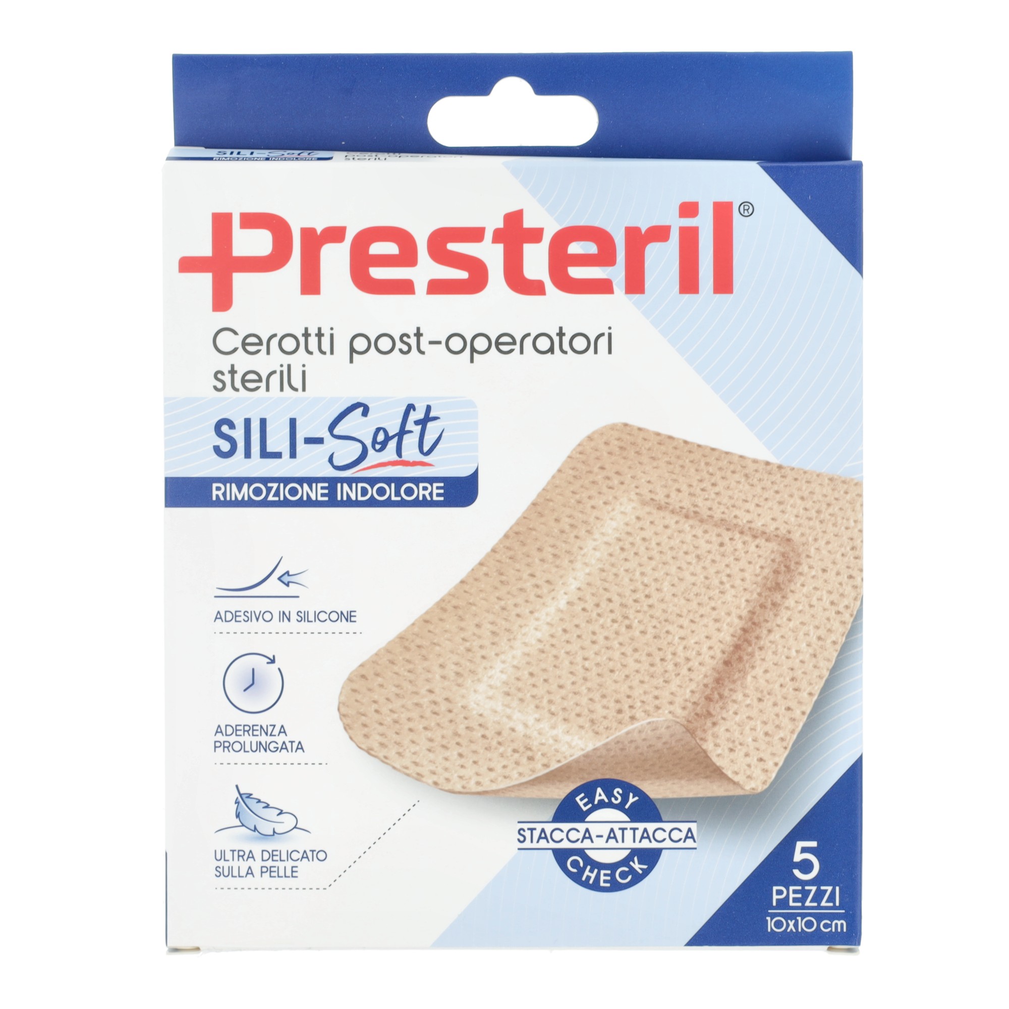 Cerotto presteril sili-soft skin post operatorio 10x10 cm 5 pezzi