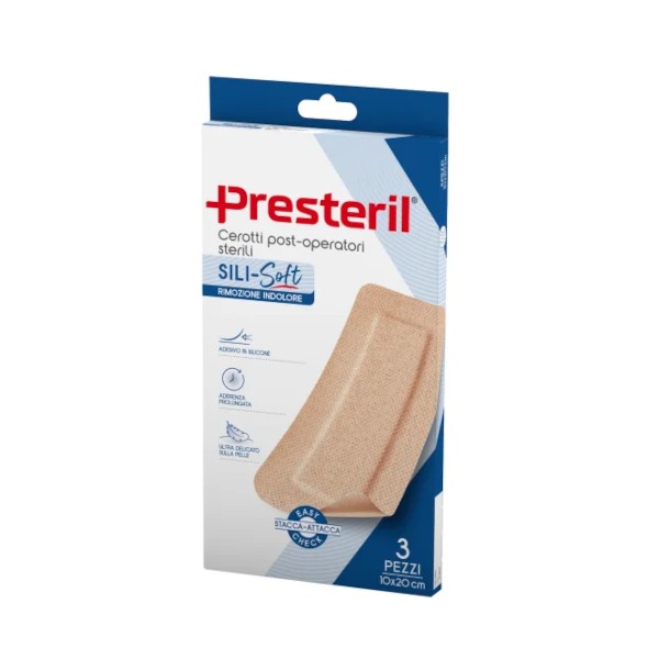 Cerotto presteril sili-soft skin post operatorio 10x20 cm 3 pezzi