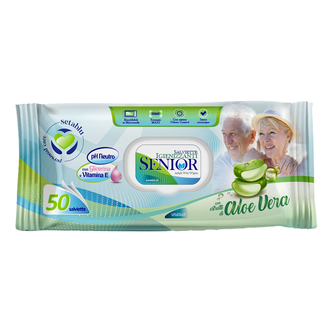 Setablu salviette senior 50 pezzi con aloe vera