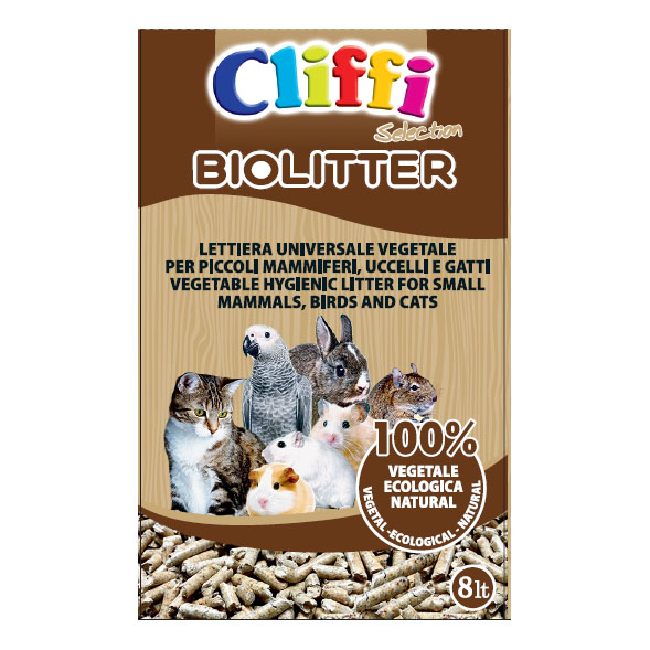 Cliffi biolitter 8 lt lettiera vegetale in pellet roditori uccelli gatti