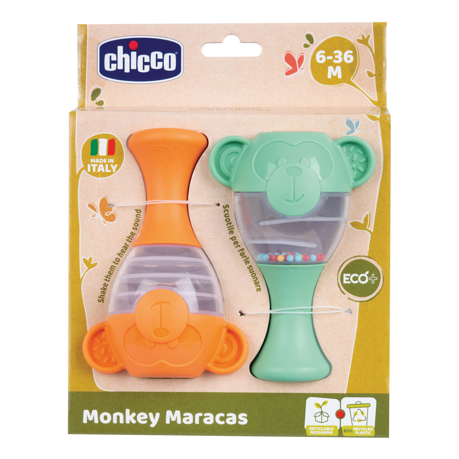 Chicco gioco eco + maracas scimmie