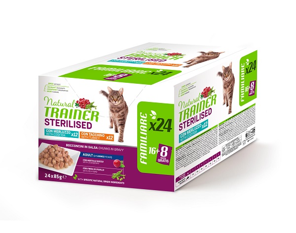 Trainer Gatto Natural Adulto Sterilizzato Multipack Tacchino & Merluzzo Cf. (24X85) Gr