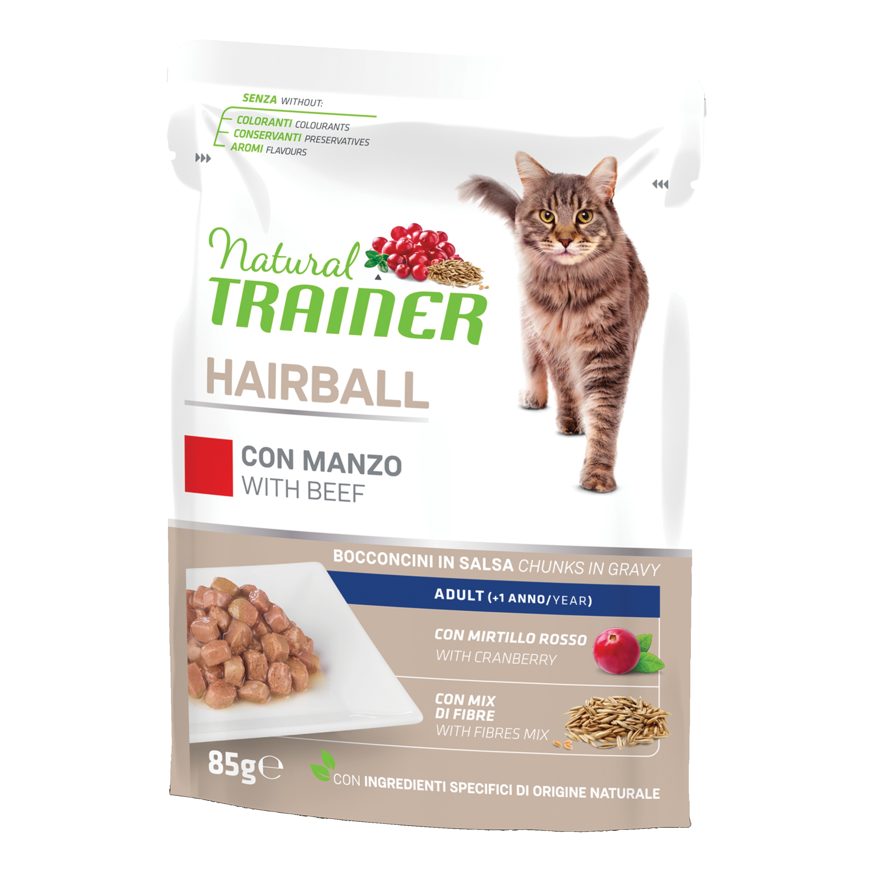Trainer Gatto Natural Hairball Manzo 85 Gr