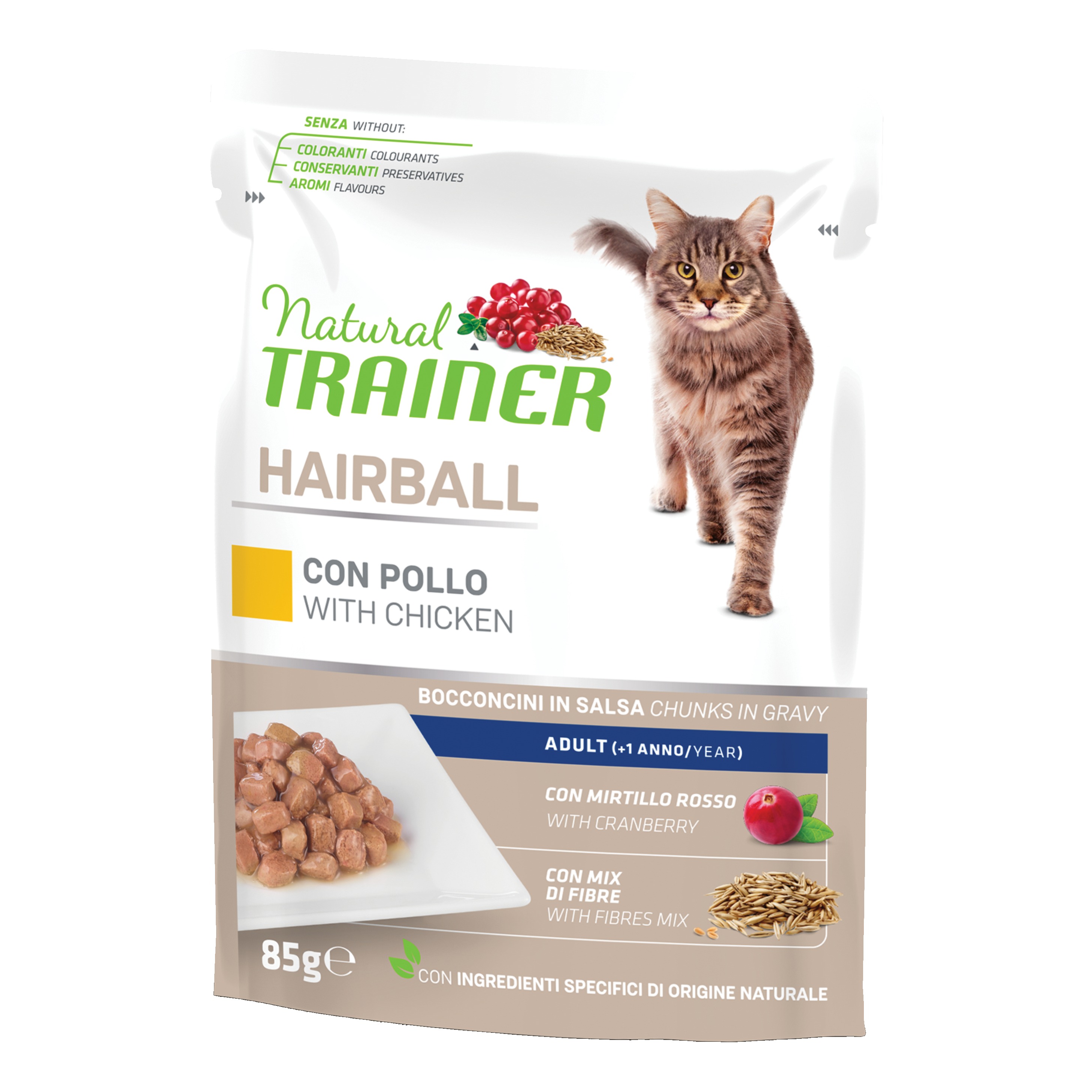 Trainer Gatto Natural Hairball Pollo 85 Gr