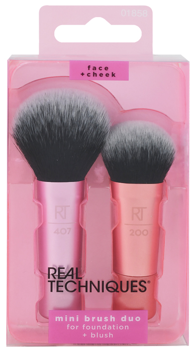 REAL TECHNIQUES - Mini Brush Duo - 2 Mini Pennelli Per Fondotinta E Blush