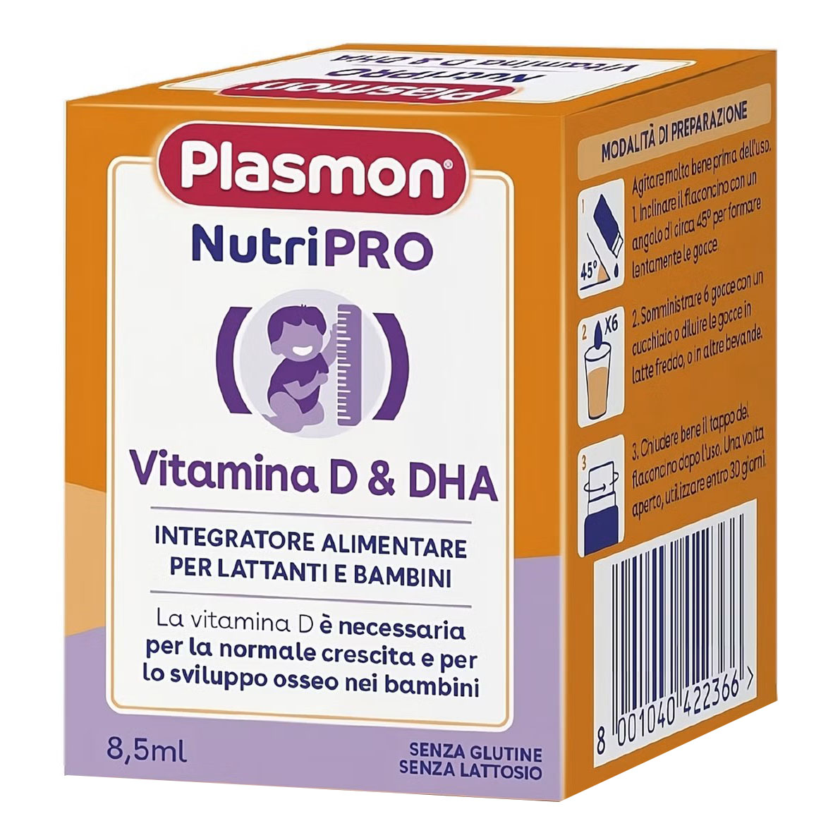 Plasmon nutripro vitamina d &amp; dha 8,5 ml