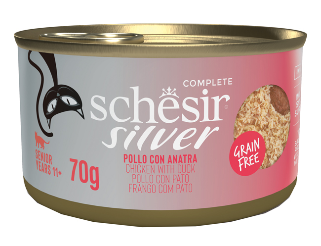 Schesir cat silver m&amp;s pollo con anatra 70 g