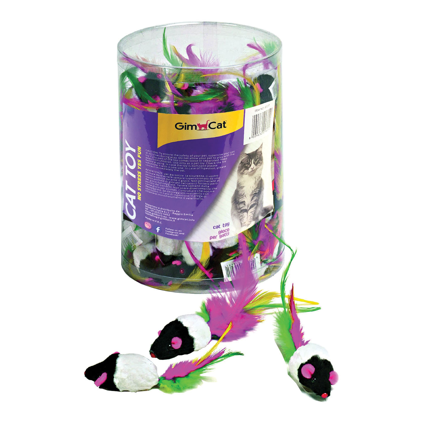Gioco topo c/piume tubo 100pz