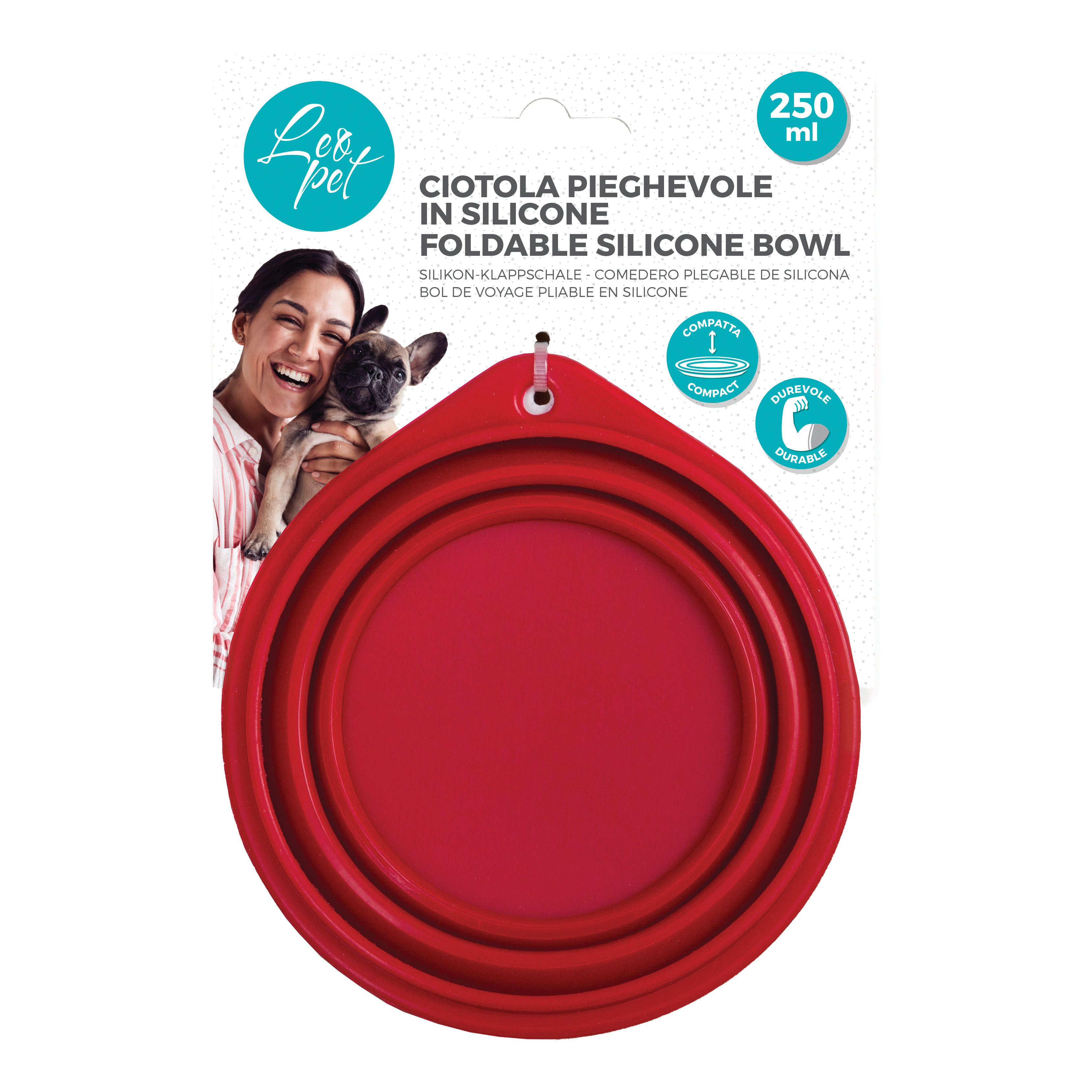 Leopet ciotola da viaggio in silicone 250 ml